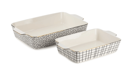 Thyme & Table 2-Piece Ceramic Rectangular Baking Dish Set - Dot