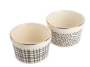 Thyme & Table 2-Piece Ramekin Set - Black & White Dot