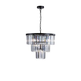 Black Luxury Crystal Chandelier Modern Chandeliers Lights Fixture Hanging Pendant Light Fixture for Dining Room Bedroom Living Room Dia 19.7 Inch