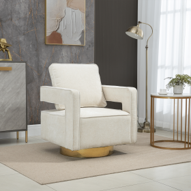 30.7"W Swivel Accent Open Back Chair Modern Comfy Sofa Chair With Gold Stainless Steel Base For Nursery Bedroom Living Room Hotel Office