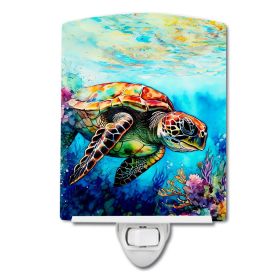 NEW Loggerhead Sea Turtle Ceramic Night Light Compact, UL-Certified, Ideal for Bedroom, Bathroom, Nursery, Hallway, Kitchen, 6x4x3, Multicolor