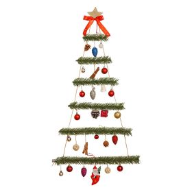 Wall Hanging Mounted Christmas Trees Illuminated Hanging Wall Decoration Ladder Tree Star Topper Handmade Christmas Trees Personalised Hanging Ch (Color: Green)