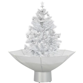 Snowing Christmas Tree With Umbrella Base White 2 Ft (Color: White)